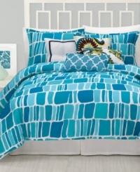 Dreamers wanted! The vibrant designs of the Trina Turk Stones comforter set are inspired by the ocean-side landscape of southern California. Shades of blue evoke the warmth and tranquility of the beach and the timeless appeal of rich, inviting color.