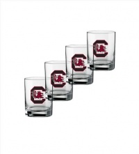 NCAA South Carolina Fighting Gamecocks Set of 4 Double Old Fashioned Glasses, 14-Ounce