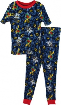 LEGO Batman Bat Signal with Batman & Robin Navy Young Boys Pajamas PJs Set Size 4-10