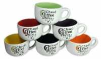 Set of 6 Large-Sized 14 Ounce Colored Ceramic Coffee Mugs (Cafe Europa)