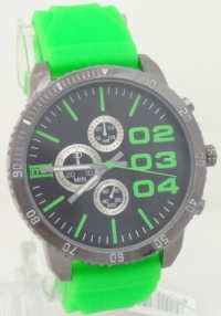 Mark Naimer Chronograph -style Look XL Black Dial Men's watch DZ4216 Look With Green Rubber Band