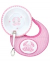 Babies and parents will be tickled pink by Reed & Barton's Gingham Bunny dining set. A lightweight melamine bowl holds strong in slippery hands while the rabbit-handled feeding spoon encourages kids to help themselves.