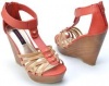 Material Girl Tyler Womens Size 8.5 Pink Open Toe Leather Wedges Heels Shoes