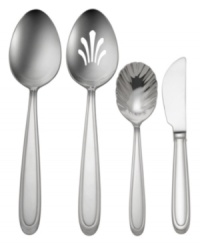 Like the soft toe of a dancer's slipper, Ballet Icing flatware ends in a round, elegant tip. A classic shape coupled with the lasting luster of 18/10 stainless steel makes this 4-piece hostess set a crowd favorite for formal and everyday dining.