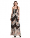 BCBGMAXAZRIA Women's Elle Print and Lace Blocked Halter Dress, Powder Combo, 6