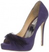 Badgley Mischka Women's Ginnie Peep-Toe-Pump,Violet Leather,6 M US