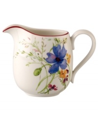 Prolong spring with the lively Mariefleur creamer. Splashy colors adorn premium white porcelain edged in red and designed for everyday dining. Mix and match with New Cottage dinnerware, also by Villeroy & Boch.