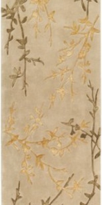 Tamira Taupe Wool Rug w Branches Design - TAM-1004 (2 ft. 6 in. x 8 ft. Runner)