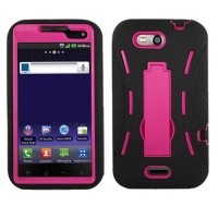 Reiko SLCPC06-LGMS840BKHPK Premium Durable Hybrid Combo Case with Kickstand for LG Connect 4G (MS840) - 1 Pack - Retail Packaging - Black/Hot Pink