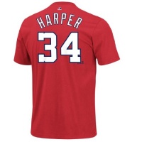 MLB Washington Nationals Bryce Harper 34 Men's Short Sleeve Tee, Athletic Red