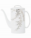 An instant classic from kate spade new york, this Gardner Street Platinum coffeepot exudes contemporary elegance. Stems of platinum foliage flourish on fine white bone china, creating a stylized two-tone floral motif to freshen up your formal table.