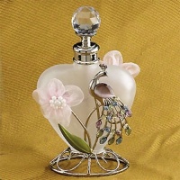 SS-A-51671 Jewel Peacock Silk Floral Perfume Bottle, Pink