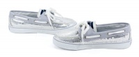 Sperry Bahama Silver Sequins Top-Sider Loafers 2-Eye Lace-Up Sneakers