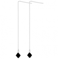 Sterling Silver Black Crystal Threader Ear Wire Earrings Made with Swarovski Elements