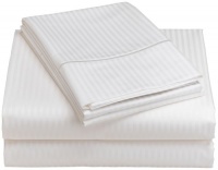 Renaissance Collection 600-Thread-Count Woven Cotton Stripe King Sheet Set, White