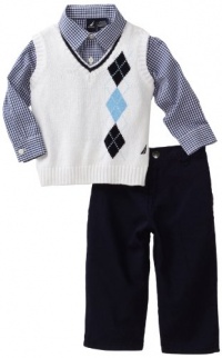 Nautica Infant Boys 3 Piece Sweater Vest Set, Sail White, 18 Medium