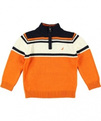 Nautica Sportswear Kids Boys 2-7 One-Fourth Zip Center Stripe Sweater