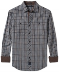 Classic with a modern edge, this Sean John checkered button down goes great with jeans and layered looks.