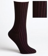 HUE HUEtopia Two Toned Ribbed Crew Length Socks, One Size, Graphite Heather