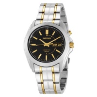 Seiko Men's SMY115 Two-Tone Stainless Steel Kinetic Black Dial Watch