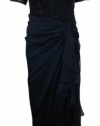 Tadashi Shoji Women's Floor Length Beaded Bodice Dress (4, Navy)