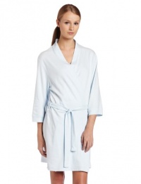 Seven Apparel 00132 Hotel Spa Collection Kimono Knit Cotton Robe, Sky Blue