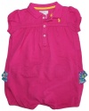 Ralph Lauren Layette Girl's Ruffled Mesh Bubble Shortall, Pink, 9 Month