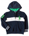 PRL Toddler Boy's Big Pony Chest Stripe Hoodie, Navy, 3/3T