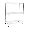 Seville Classics SHE14303 Home Style Mobile 3-Shelf Storage System, Chrome