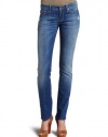 7 For All Mankind Women's Straight Leg Jean With Crystal Back Pocket in Baywater Blue