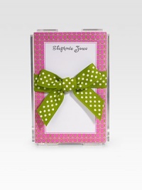 Fun little memo notes are perfect for quick notes and reminders...stick them in briefcases, purses or backpacks! Includes 200 notes Arrives in Lucite holder wrapped in grosgrain ribbon 4 X 6½ notes Made in USAFOR PERSONALIZATIONSelect a color and quantity, then scroll down and click on PERSONALIZE & ADD TO BAG to choose and preview your monogramming options.