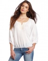 Ella moss Women's Carmen 3/4 Sleeve Top, White, Large