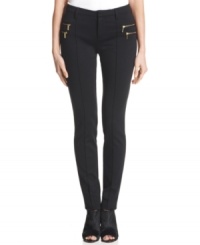 MICHAEL Michael Kors' ponte pants look extraordinarily structured with seamed, skinny legs and shiny gold zippers at each hip.