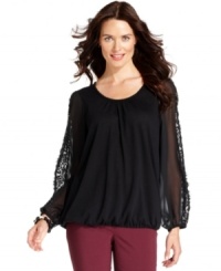 Alfani's blouson is sheer brilliance with lacy sleeves and a flattering fit. (Clearance)