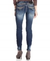 Embroidered back pockets add eye-catching appeal to these Miss Me skinny jeans -- perfect for daytime glam!