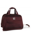 Good company for a lifetime of travel. A versatile shape & size, this style setter takes charge of packing up for quick trips out of town or weekend getaways. Ready to roll or to hang from your shoulder, Diane von Furstenberg's duffel features a two-tone exterior and a fully-stocked interior with laptop compartment and zipper pocket. 10-year warranty. (Clearance)