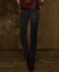 A unique color and light fading exude a stylish yet rugged quality on Denim & Supply Ralph Lauren's skinny-fitting corduroy pant. (Clearance)