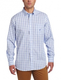 Nautica Men's Long Sleeve Poplin Mini Plaid Woven