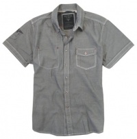 Guess Mens Border Button-down Shirt, Voodoo Grey