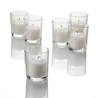 Set of 72 White Unscented Votive Candles and 72 Holders