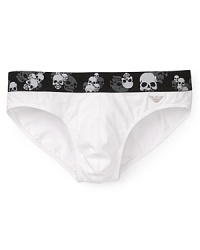 Skulls and glitter glam up this cool cotton brief from designer Emporio Armani.