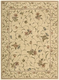 Nourison Zanibar Vines of Flowers Ivory  5.6-Feet by 7.5-Feet Polyacrylic Area Rug