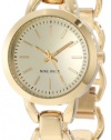 Nine West Women's NW/1348CHGB Round Gold-Tone Open Link Bracelet Watch