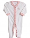 ABSORBA Newborn Baby-Girls Footie, White/Pink, 0/3