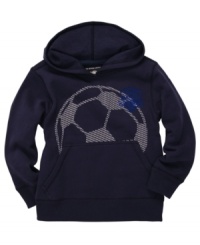 Ideal for the soccer fanatic. He'll be ready for the next goal when wearing this comfy fleece hoodie from Osh Kosh.