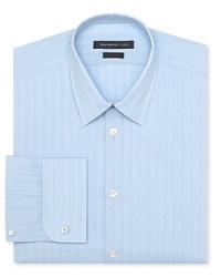 Handsome tonal stripes adorn this crisp cotton dress shirt for a polished look from John Varvatos Star USA.