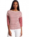 French Connection Women's Sardenia Stripe Top, White/Red, Small