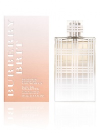 Burberry Brit Summer Edition is a surprisingly fresh and sparkling interpretation of the landmark green oriental fragrance. A cool Japanese Green Tea accord echoes with effervescent, playful top notes of Italian lime, crisp green almond and icy pear. The heart notes reveal a sheer sweetness through sexy sugared Almond and lush White Peony. The dry down is a breezy blend of white Musk, hints of Amber and vibrating Mahogany Wood. An amazingly sensual combination, perfect for summer. 3.3 oz.