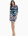 A bold print enriches a comfortable matte jersey dress for a modern look suitable for work or weekends.