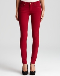 With colored denim all the rage, try these flame-hued skinnies from Paige Denim for must-have, statement-making fall style.